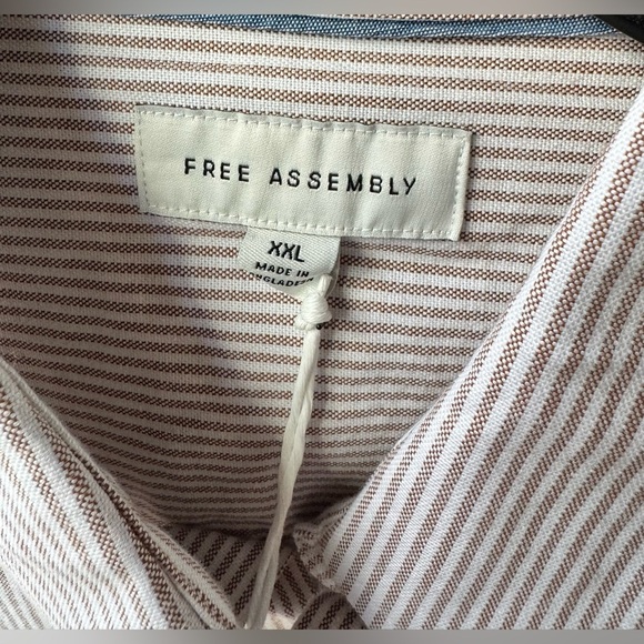 Free Assembly Men's Striped brown, white Shirt - Picture 3 of 9